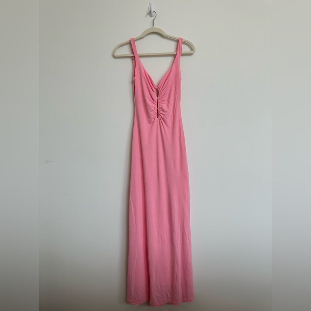 Pink Zara maxi dress with cutouts